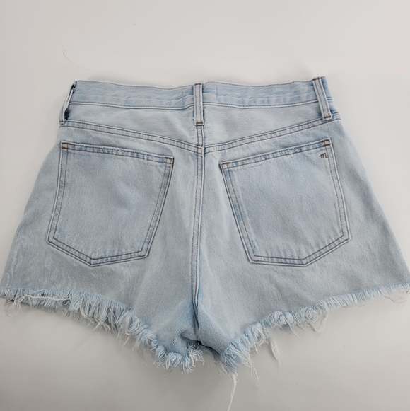 Madewell Hi Rise Light Wash Frayed Hem Denim Shorts Size 28 - Picture 4 of 4